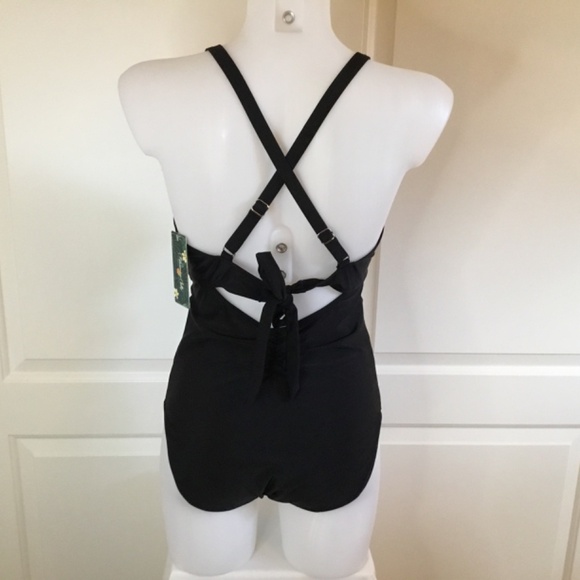 Women’s High Waisted Ruched Tummy Cutout One Piece Bathing Suit - Picture 6 of 9